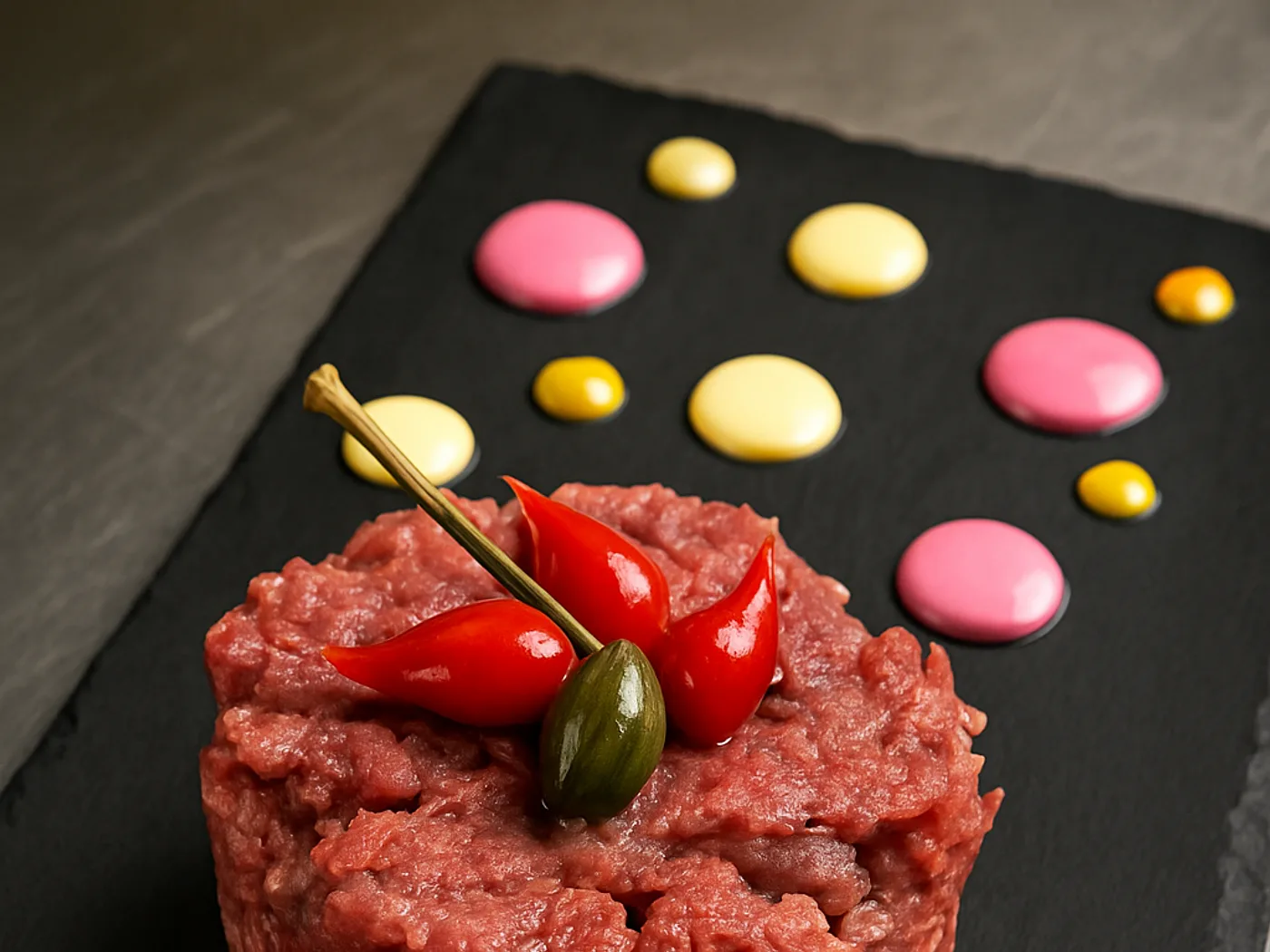 Tartare di fassona con guarnizioni